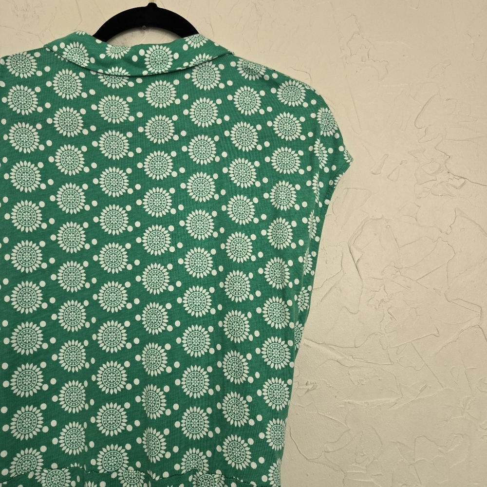 Boden Floral Tie Front Green White Jersey Dress, 14 - Picture 8 of 11